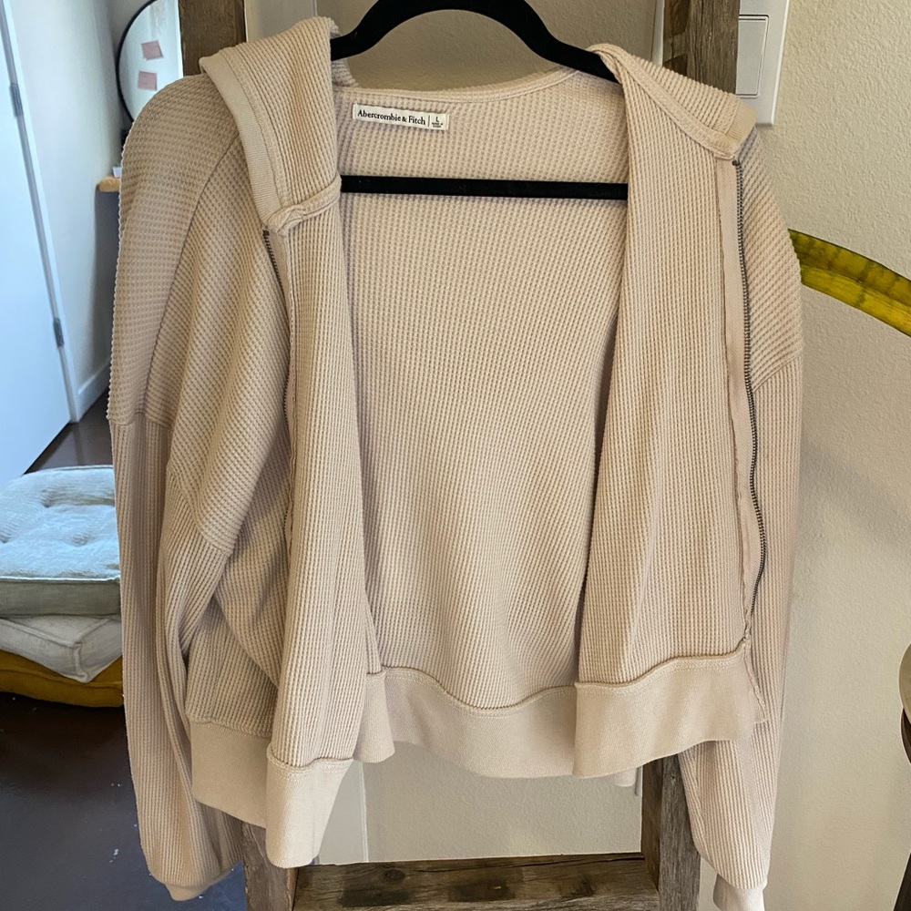 ABERCROMBIE WAFFLE ZIP UP HOODIE